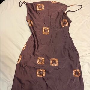Urban Outfitters Strapless Dress in Brown with Gold Accents